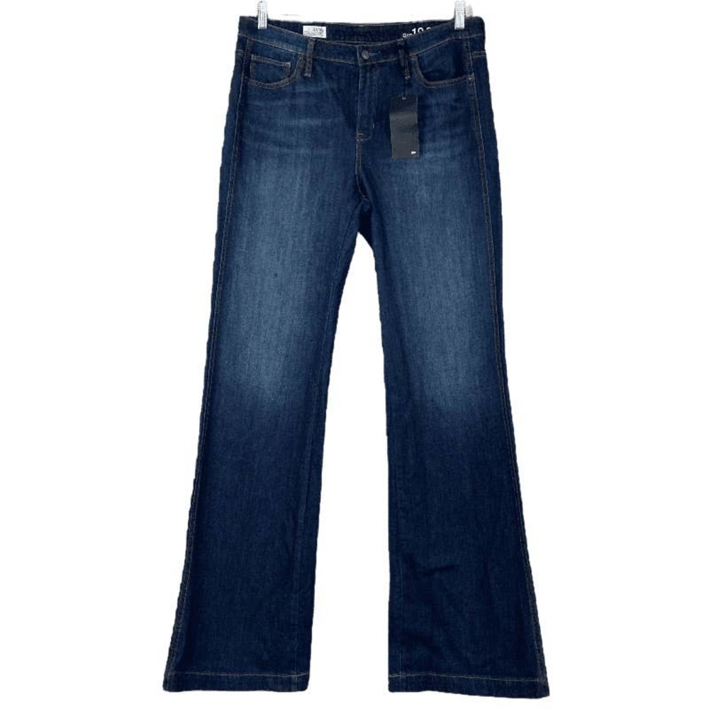 NWT Gap 1969 Women's High Rise Flare Jeans Wide Leg Blue Distressed 33/16 X Tall